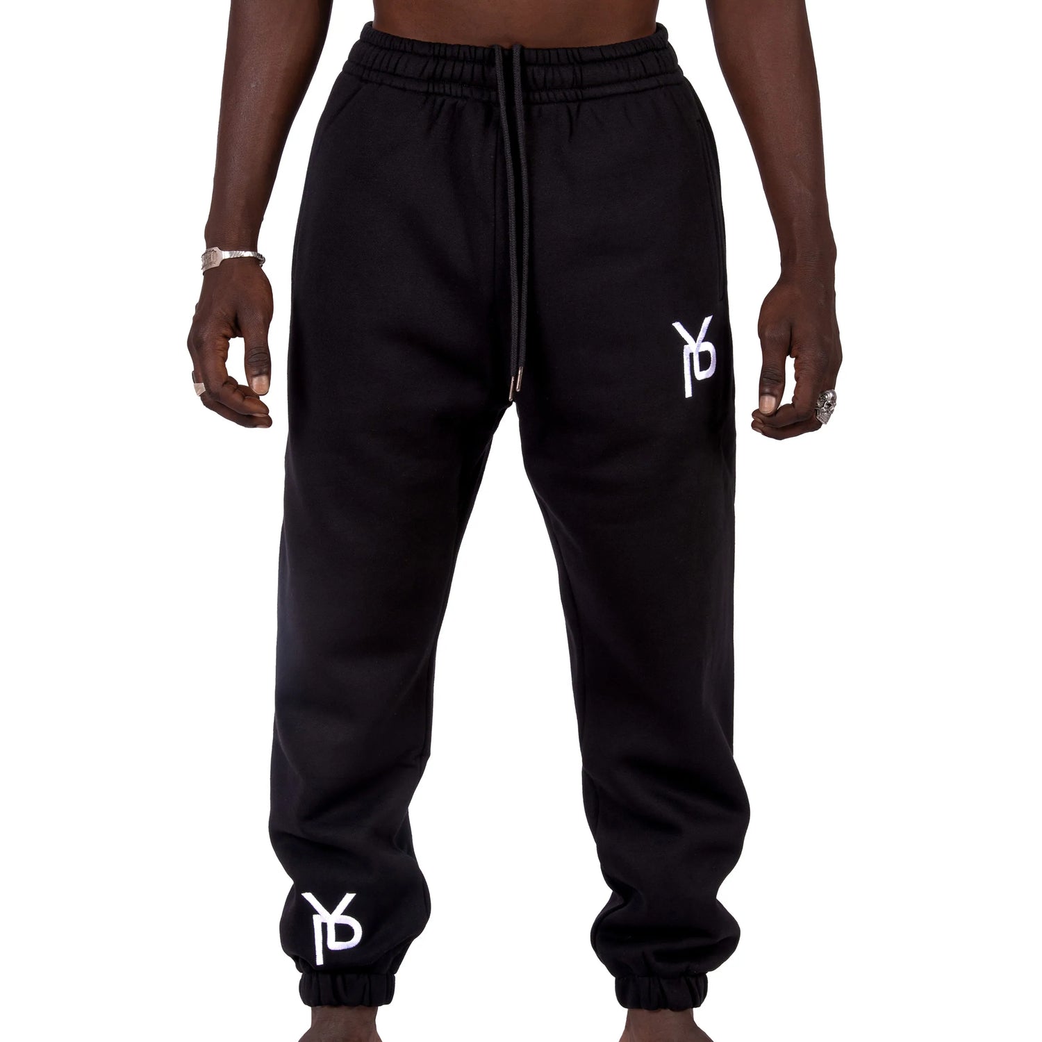 Sweatpants — Black Plain 400 gsm Baumwolle Jogger